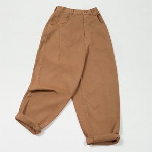 Monica Cordera  “Baggy pant” tan tapered balloon leg trousers